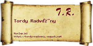 Tordy Radvány névjegykártya